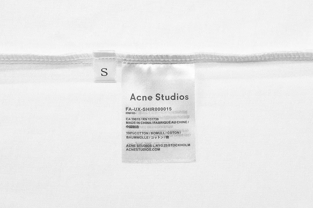Acne Studios 2026 New Arrival logo Same Style t 100％ 32 ：White Size：XS S M L